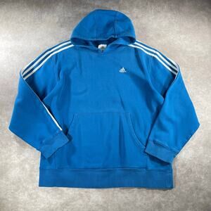 Vintage Adidas Logo Embroidered Soft And Cozy Blue Pullover Hoodie